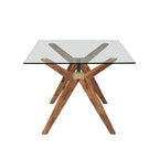 Tavolo da pranzo in vetro bianco noce tinto, stile Mid-Century, 6 posti a sedri