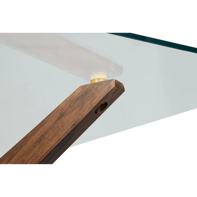 Tavolo da pranzo in vetro bianco noce tinto, stile Mid-Century, 6 posti a sedri