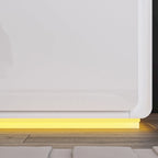 Comodino bianco/marrone lucido con LED e 2 cassetti