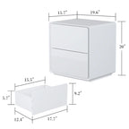 Comodino bianco/marrone lucido con LED e 2 cassetti