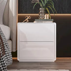 Comodino bianco/marrone lucido con LED e 2 cassetti