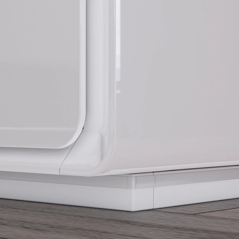 Comodino bianco/marrone lucido con LED e 2 cassetti