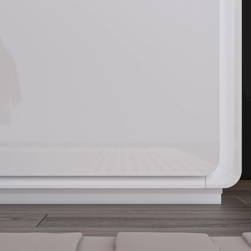 Comodino bianco/marrone lucido con LED e 2 cassetti