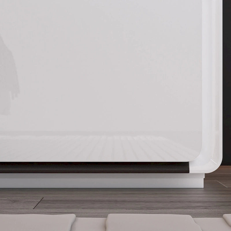 Comodino bianco/marrone lucido con LED e 2 cassetti