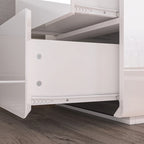 Comodino bianco/marrone lucido con LED e 2 cassetti