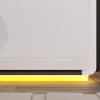 Comodino bianco/marrone lucido con LED e 2 cassetti