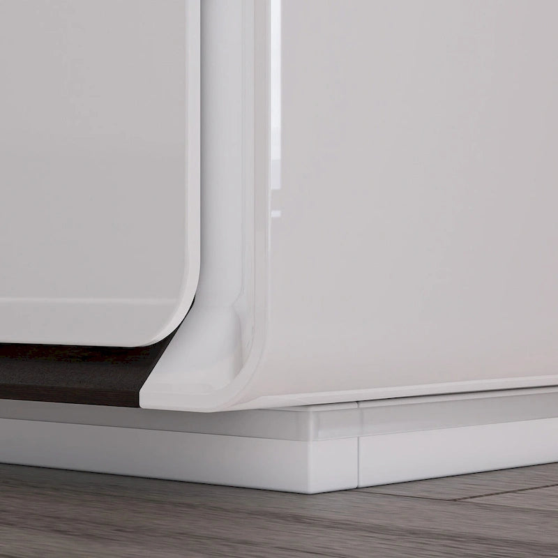 Comodino bianco/marrone lucido con LED e 2 cassetti