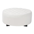 Pouf rotondo in bouclé color avorio, stile contemporaneo, seduta singola