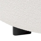 Pouf rotondo in bouclé color avorio, stile contemporaneo, seduta singola