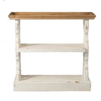 Consolle a 3 ripiani marrone e bianco, stile rustico, piano in legno