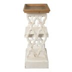 Consolle a 3 ripiani marrone e bianco, stile rustico, piano in legno