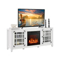 Mobile TV bianco con caminetto elettrico, 58", 1400W