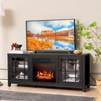 Mobile TV bianco con caminetto elettrico, 58", 1400W