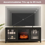 Mobile TV bianco con caminetto elettrico, 58", 1400W
