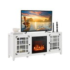 Mobile TV bianco con caminetto elettrico, 58", 1400W