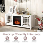 Mobile TV bianco con caminetto elettrico, 58", 1400W