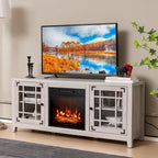 Mobile TV bianco con caminetto elettrico, 58", 1400W