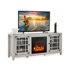 Mobile TV bianco con caminetto elettrico, 58", 1400W