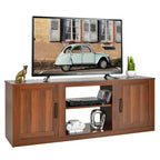Mobile TV rustico nero/caffè/naturale con apertura per camino, adatto a TV fino a 65 pollici