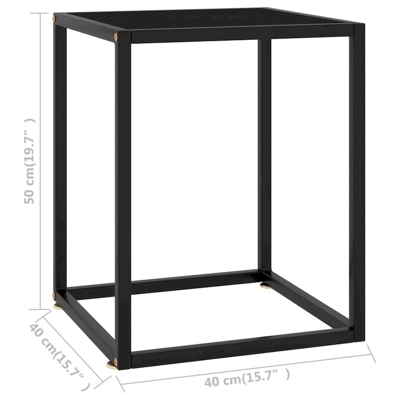vidaXL Tavolino da caffè Nero con Vetro Nero 40x40x50 cm - 40 x 40 x 50
