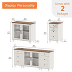 Mobile TV 3-in-1 e Set Tavolino Off White, Stile Mid-Century, Adatto fino a 75"