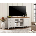 Mobile TV 3-in-1 e Set Tavolino Off White, Stile Mid-Century, Adatto fino a 75"