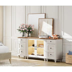Mobile TV 3-in-1 e Set Tavolino Off White, Stile Mid-Century, Adatto fino a 75"