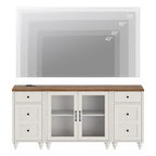 Mobile TV 3-in-1 e Set Tavolino Off White, Stile Mid-Century, Adatto fino a 75"
