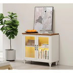 Mobile TV 3-in-1 e Set Tavolino Off White, Stile Mid-Century, Adatto fino a 75"
