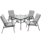 Sedie da pranzo impilabili da esterno con schienale alto grigio-nero, set da 4