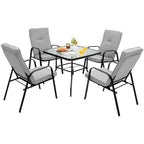 Sedie da pranzo impilabili da esterno con schienale alto grigio-nero, set da 4