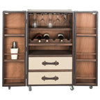 Mobile bar in stile vintage, rovere/verde, con portabicchieri e cassetti