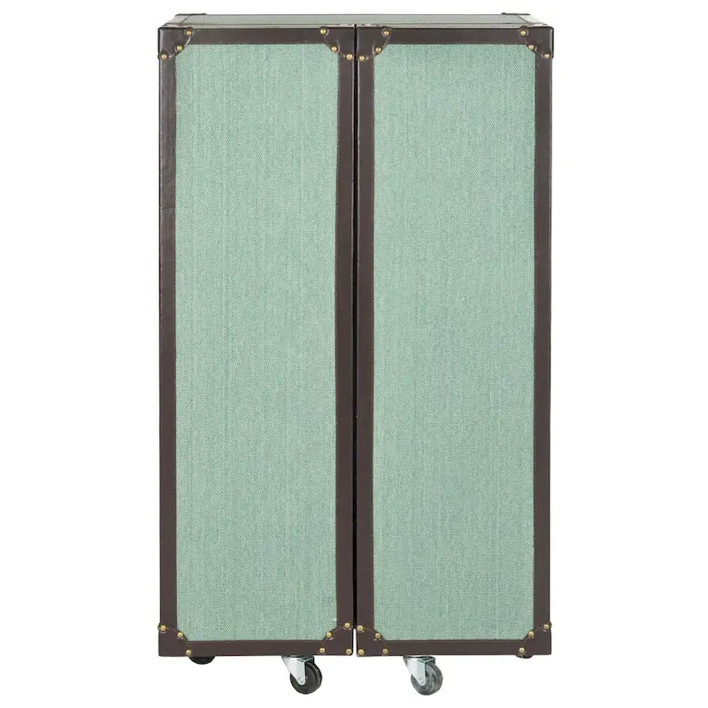 Mobile bar in stile vintage, rovere/verde, con portabicchieri e cassetti