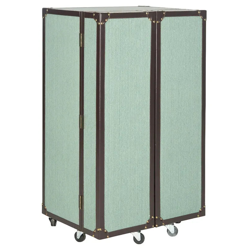 Mobile bar in stile vintage, rovere/verde, con portabicchieri e cassetti