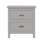 Comodino in legno massello a 2 cassetti, singolo, bianco/grigio