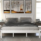 Struttura letto a piattaforma in legno colore Espresso / Naturale / Bianco con testiera, Per 1-2 persone