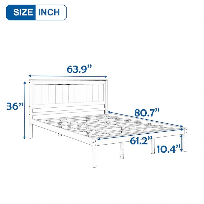 Struttura letto a piattaforma in legno colore Espresso / Naturale / Bianco con testiera, Per 1-2 persone