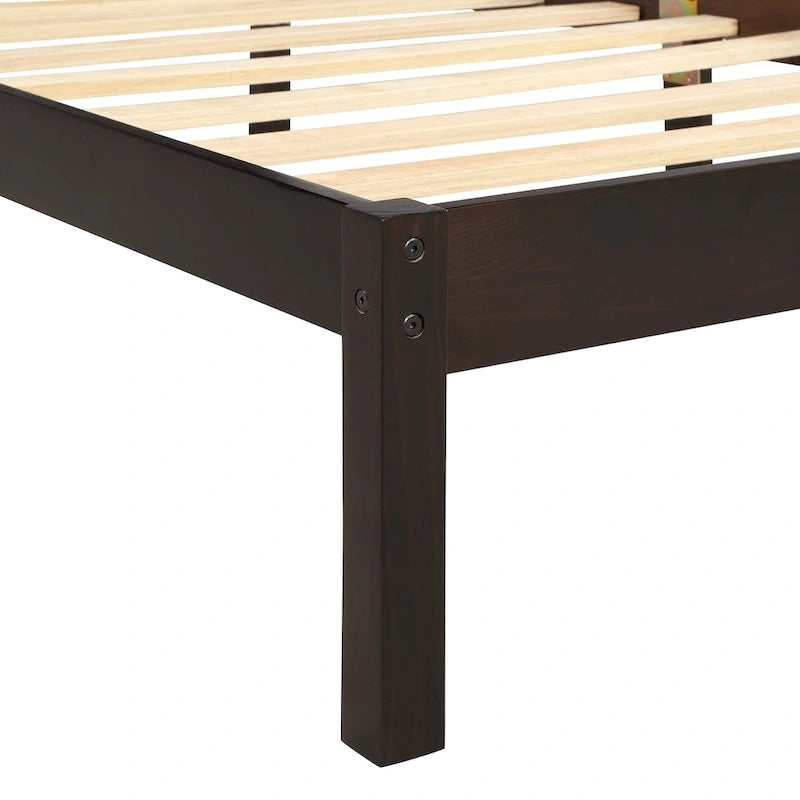 Struttura letto a piattaforma in legno colore Espresso / Naturale / Bianco con testiera, Per 1-2 persone