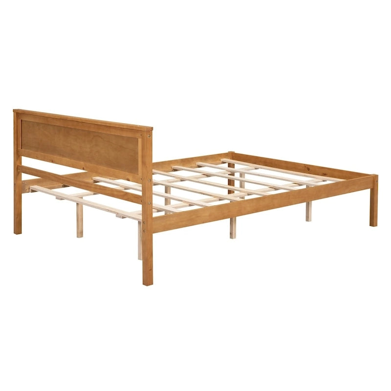 Struttura letto a piattaforma in legno colore Espresso / Naturale / Bianco con testiera, Per 1-2 persone