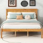Struttura letto a piattaforma in legno colore Espresso / Naturale / Bianco con testiera, Per 1-2 persone