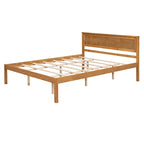 Struttura letto a piattaforma in legno colore Espresso / Naturale / Bianco con testiera, Per 1-2 persone