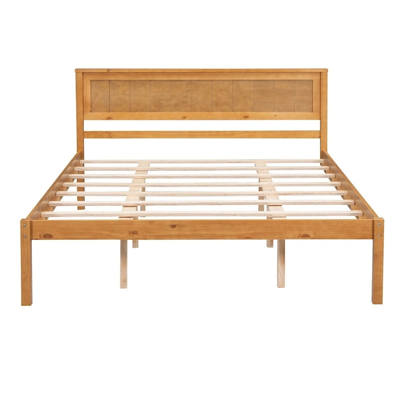 Struttura letto a piattaforma in legno colore Espresso / Naturale / Bianco con testiera, Per 1-2 persone