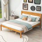 Struttura letto a piattaforma in legno colore Espresso / Naturale / Bianco con testiera, Per 1-2 persone