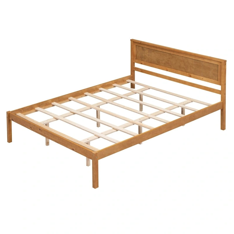Struttura letto a piattaforma in legno colore Espresso / Naturale / Bianco con testiera, Per 1-2 persone