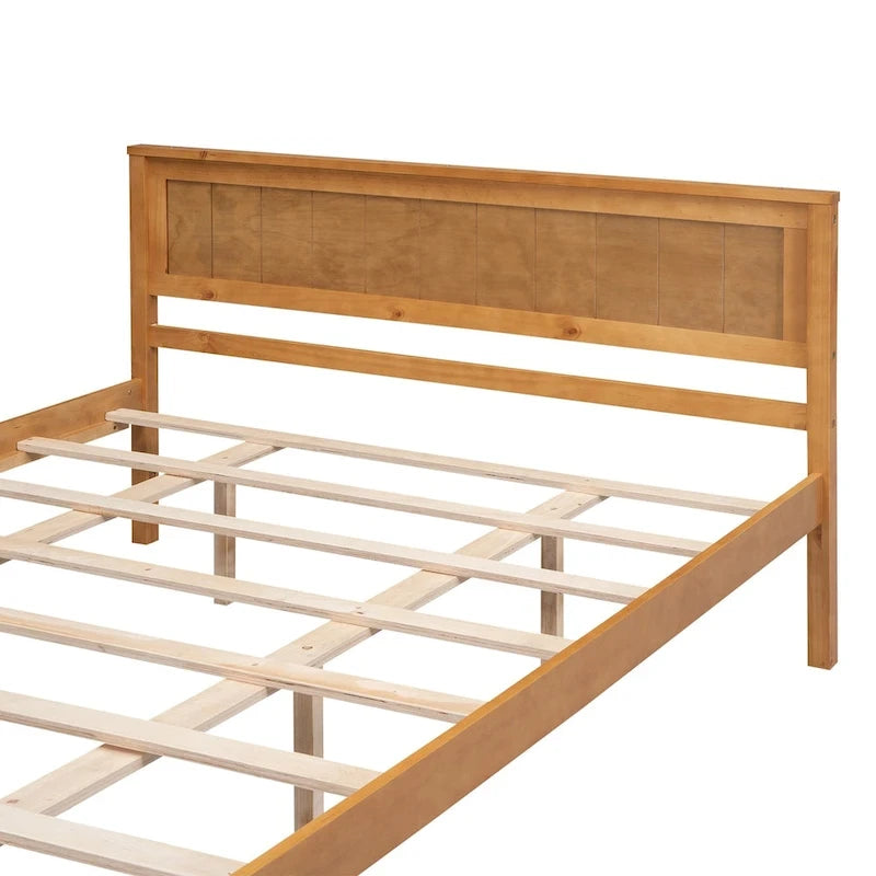 Struttura letto a piattaforma in legno colore Espresso / Naturale / Bianco con testiera, Per 1-2 persone