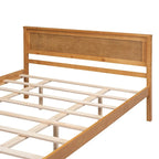 Struttura letto a piattaforma in legno colore Espresso / Naturale / Bianco con testiera, Per 1-2 persone