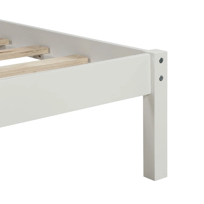 Struttura letto a piattaforma in legno colore Espresso / Naturale / Bianco con testiera, Per 1-2 persone