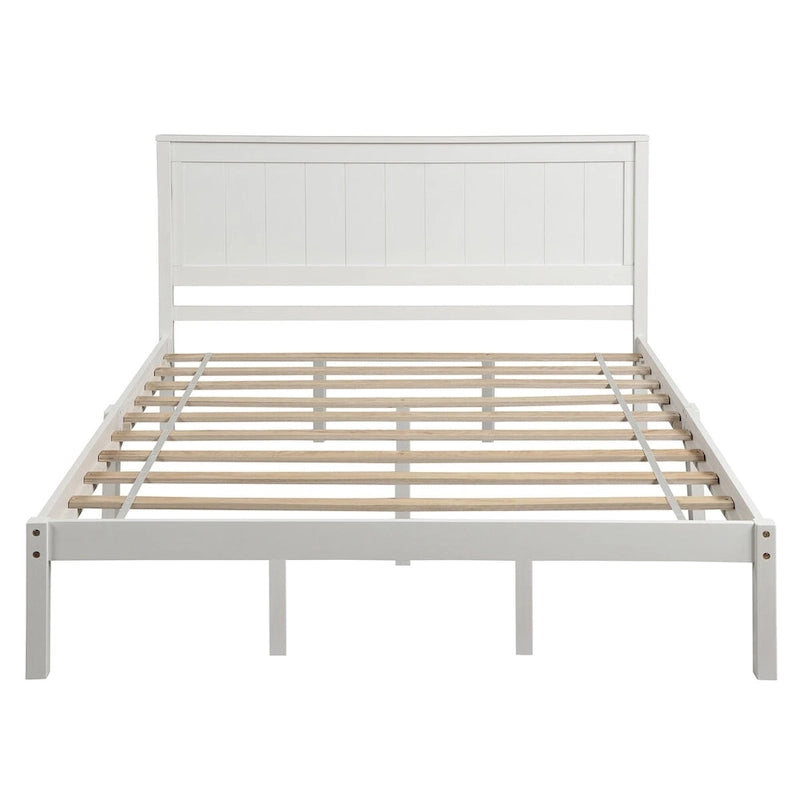 Struttura letto a piattaforma in legno colore Espresso / Naturale / Bianco con testiera, Per 1-2 persone