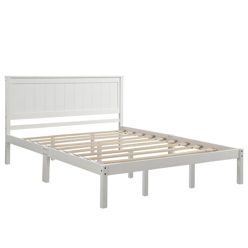 Struttura letto a piattaforma in legno colore Espresso / Naturale / Bianco con testiera, Per 1-2 persone