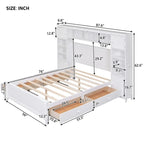Letto contenitore Full Size grigio/bianco/espresso con ripiani e cassetti nella testiera, per 1-2 persone